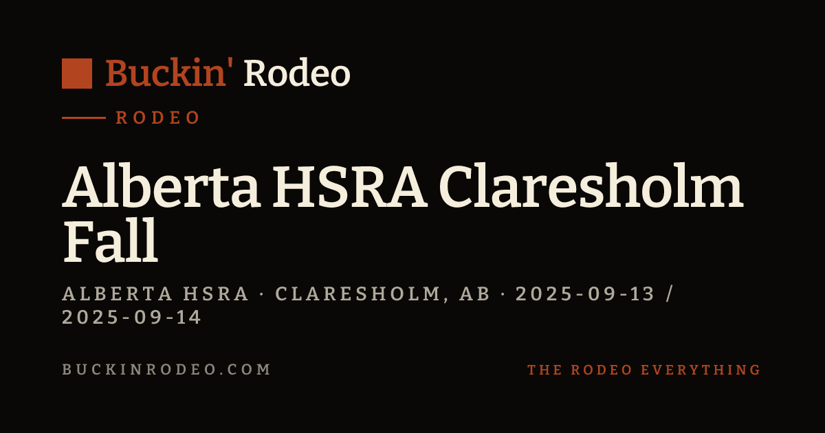 Alberta HSRA Claresholm Fall 2025 Results · Buckin' Rodeo