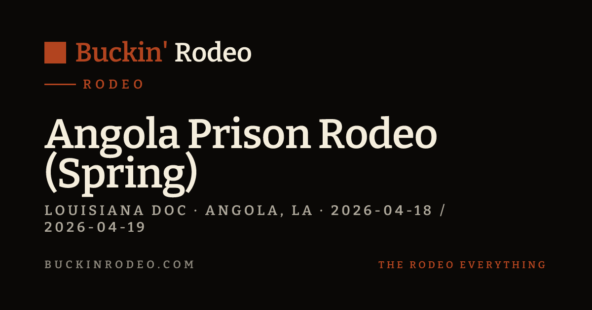 Angola Prison Rodeo (Spring) 2026 Results · Buckin' Rodeo