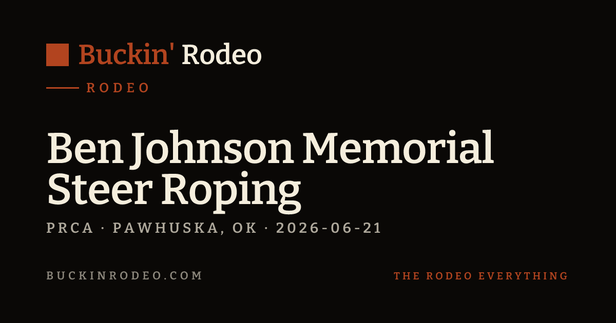 Ben Johnson Memorial Steer Roping 2026 Results · Buckin' Rodeo
