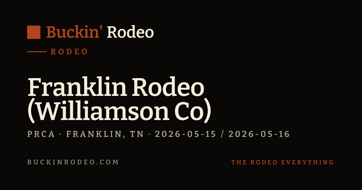 Prca Rodeo Franklin Rodeo (Williamson Co) 2026 Results · Buckin' Rodeo