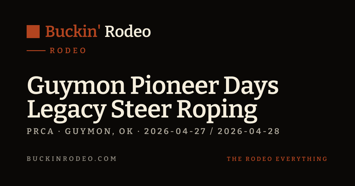 Guymon Pioneer Days Legacy Steer Roping 2026 Results · Buckin' Rodeo