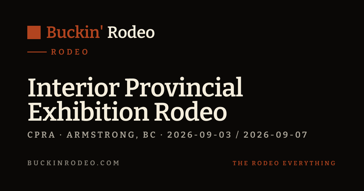 Interior Provincial Exhibition Rodeo 2026 — Schedule & Tickets · Buckin ...