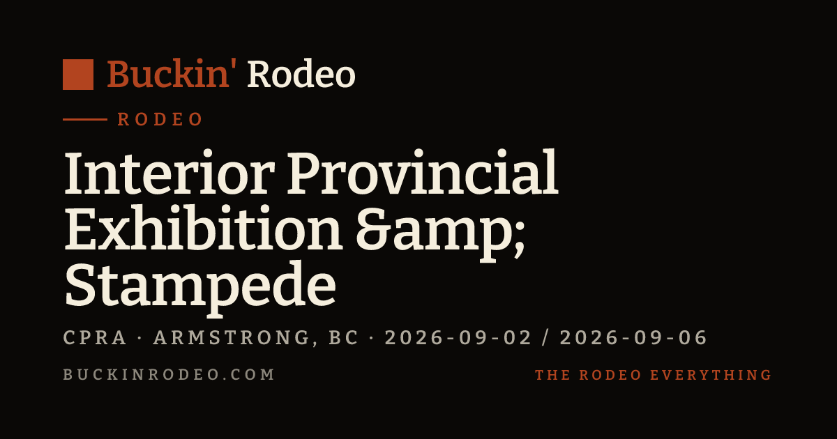 Prca Rodeo Interior Provincial Exhibition & Stampede 2026 Results · Buckin' Rodeo