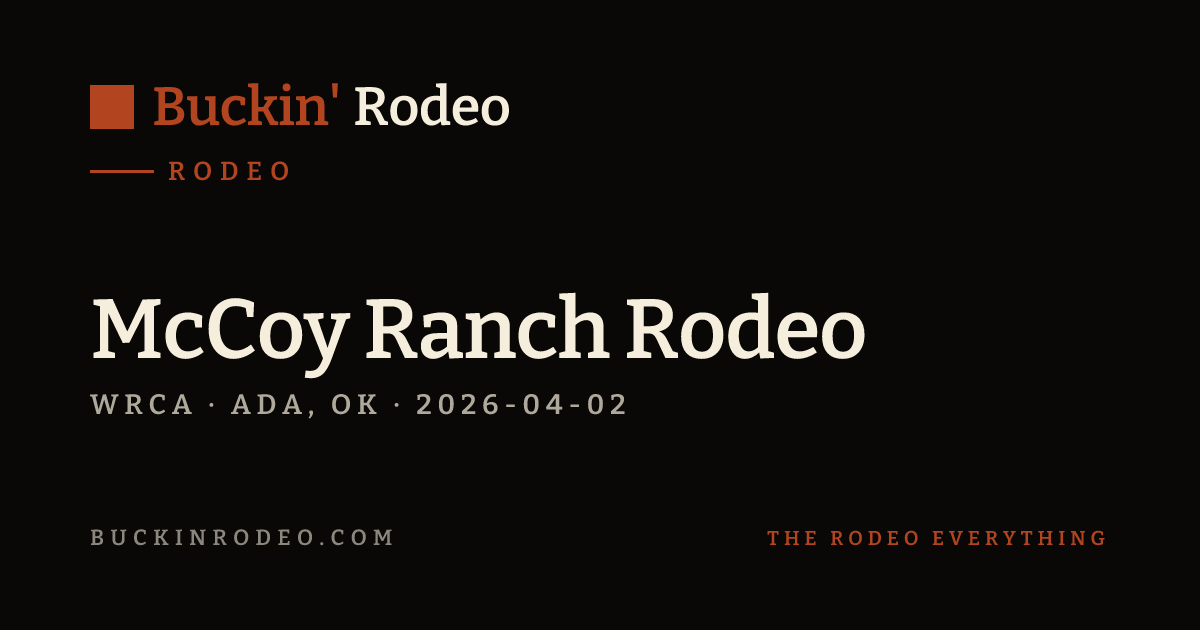 Mccoy Rodeo McCoy Ranch Rodeo 2026 Results · Buckin' Rodeo