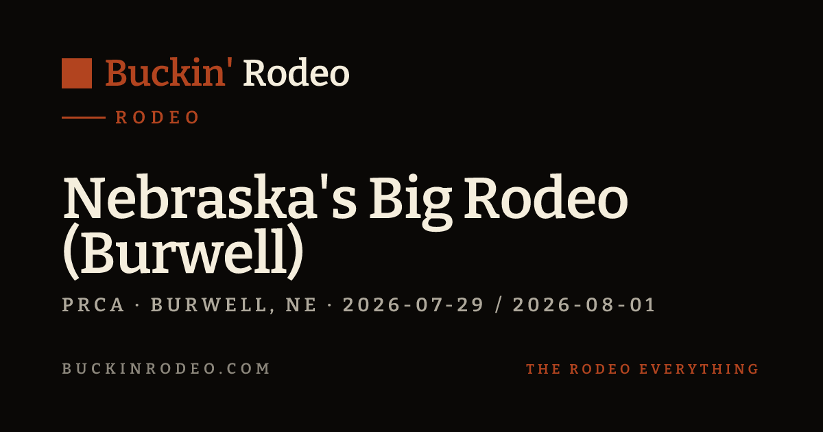 Neb Pro Rodeo Nebraska's Big Rodeo (Burwell) 2026 — Live Results · Buckin' Rodeo