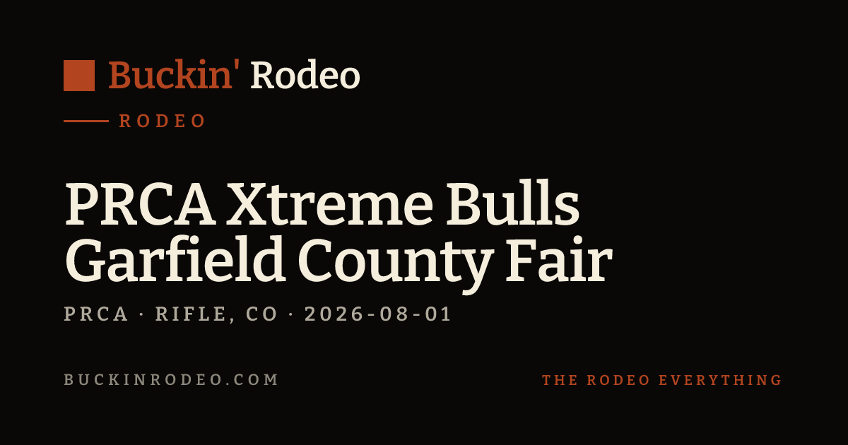 Prca Rodeo PRCA Xtreme Bulls Garfield County Fair 2026 Results · Buckin' Rodeo