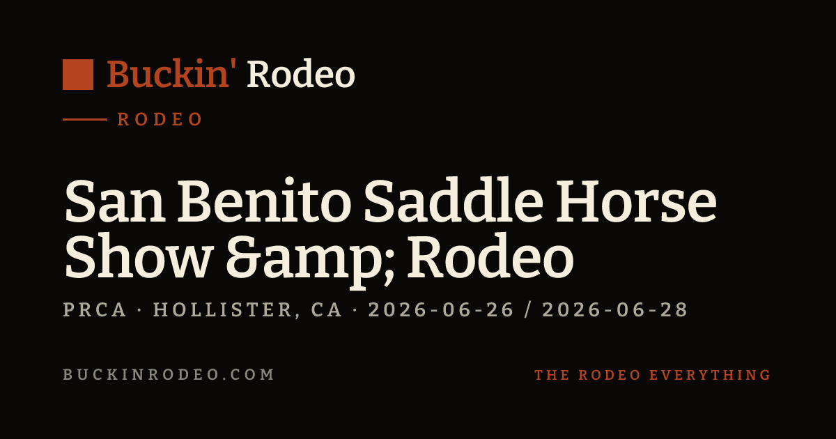 Prca Rodeo San Benito Saddle Horse Show & Rodeo 2026 Results · Buckin' Rodeo