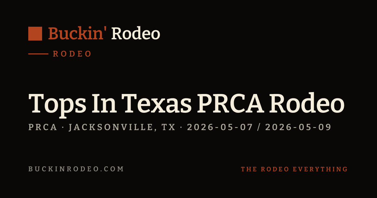 Tops In Texas PRCA Rodeo 2026 Results · Buckin' Rodeo